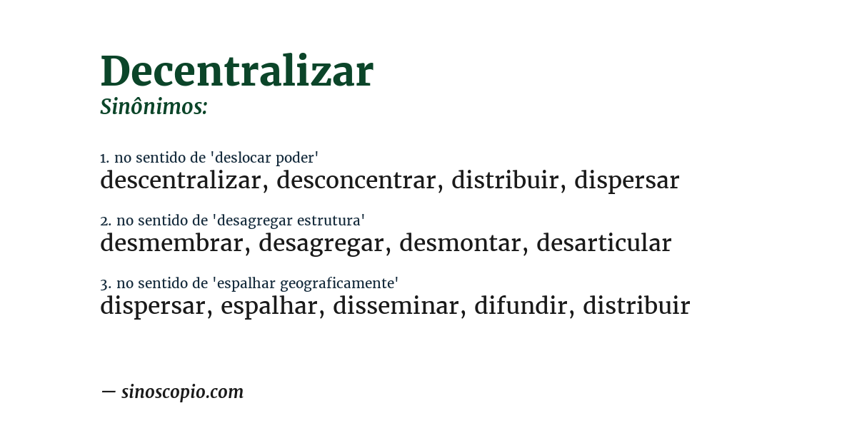 Sinônimo de decentralizar