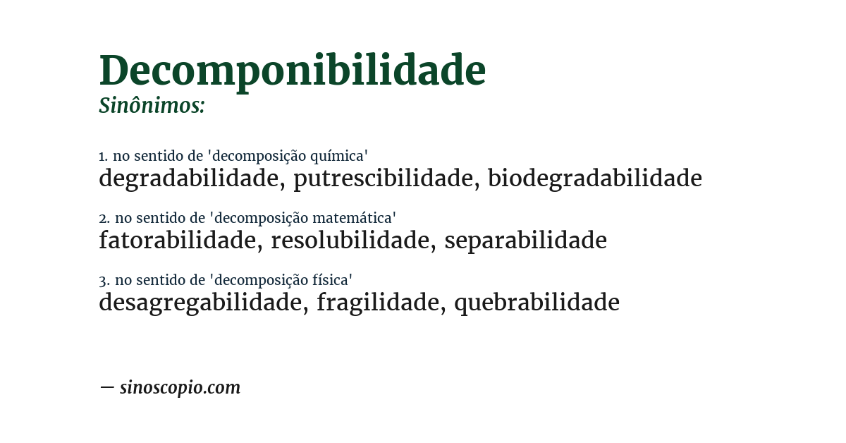 Sinônimo de decomponibilidade