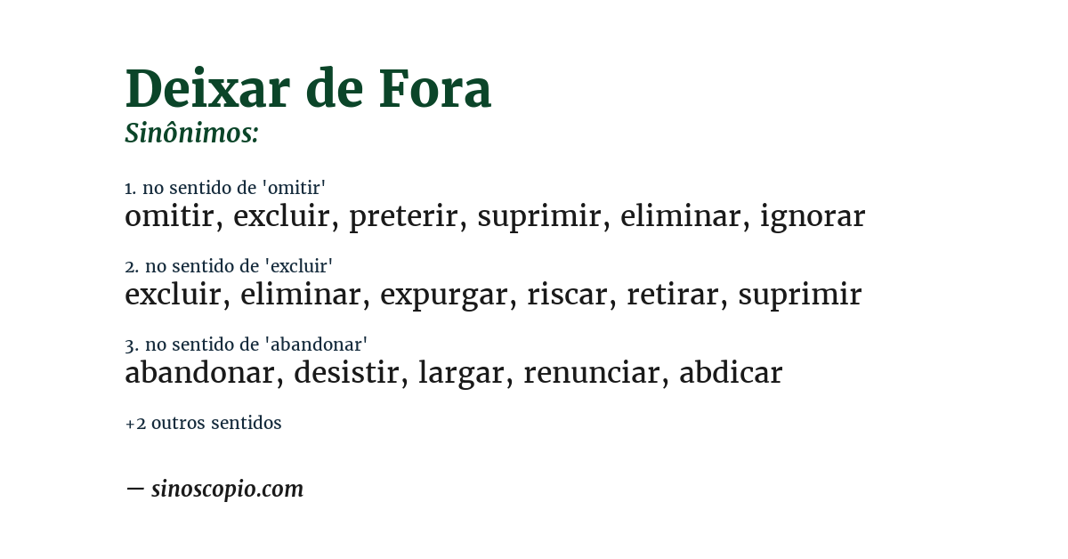 Sinônimo de deixar de fora