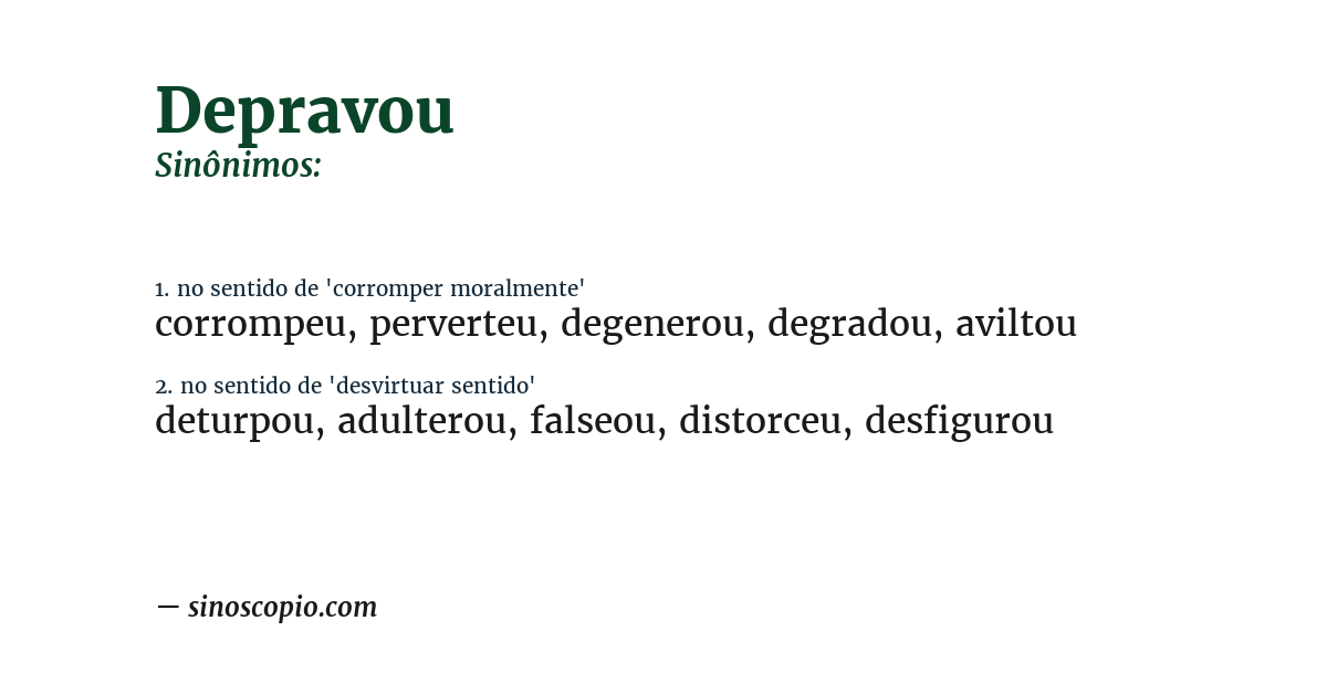 Sinônimo de depravou