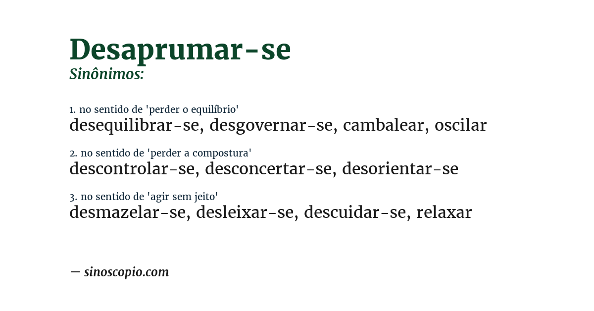 Sinônimo de desaprumar-se