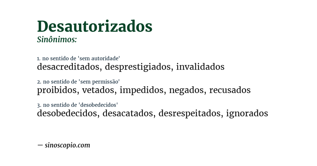 Sinônimo de desautorizados