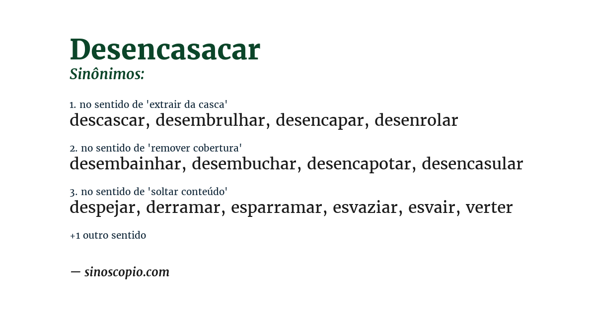 Sinônimo de desencasacar