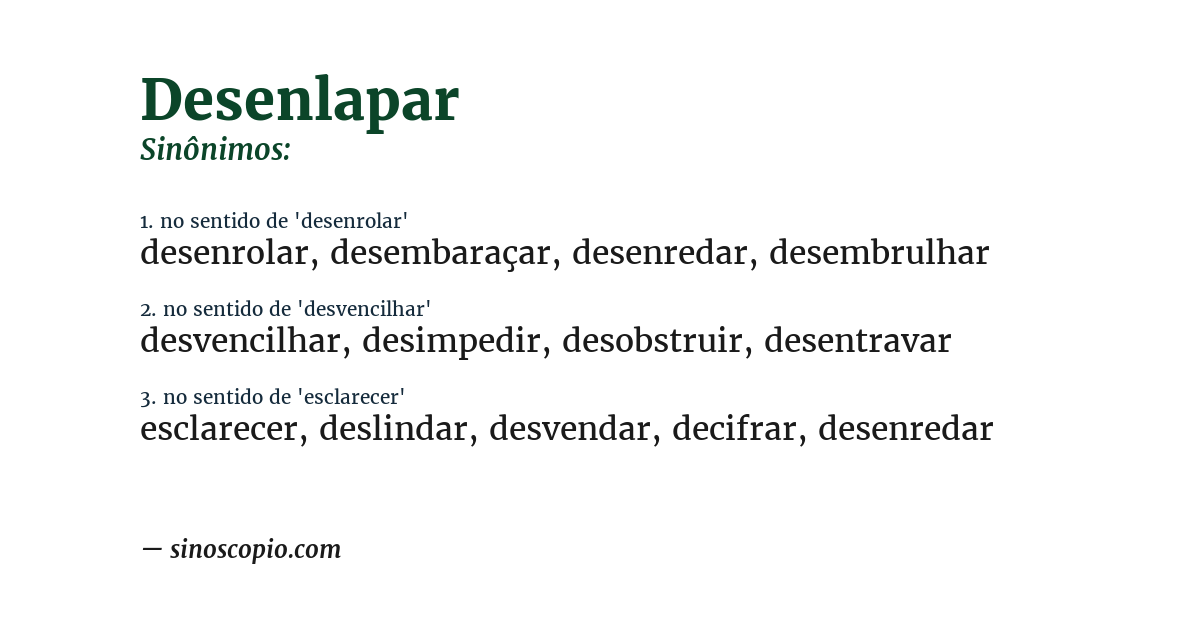 Sinônimo de desenlapar