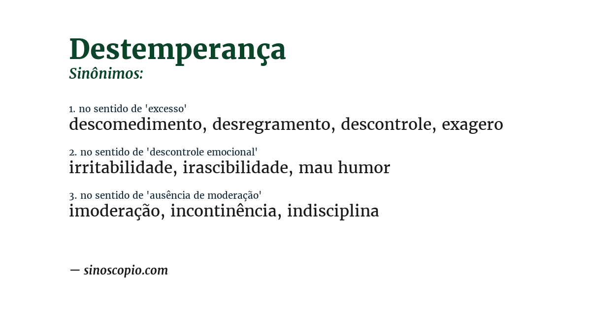 Sinônimo de destemperança