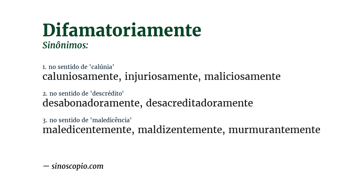 Sinônimo de difamatoriamente