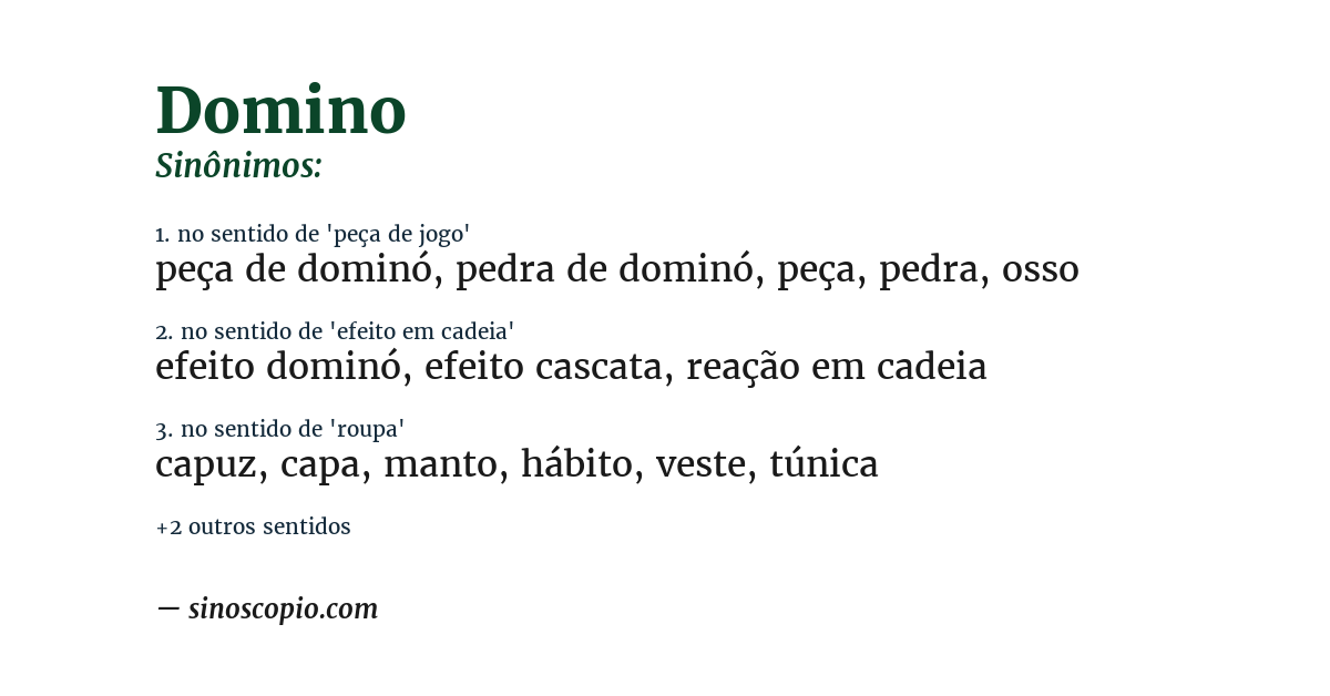 Sinônimo de domino