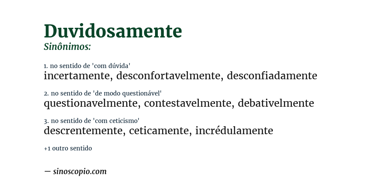 Sinônimo de duvidosamente