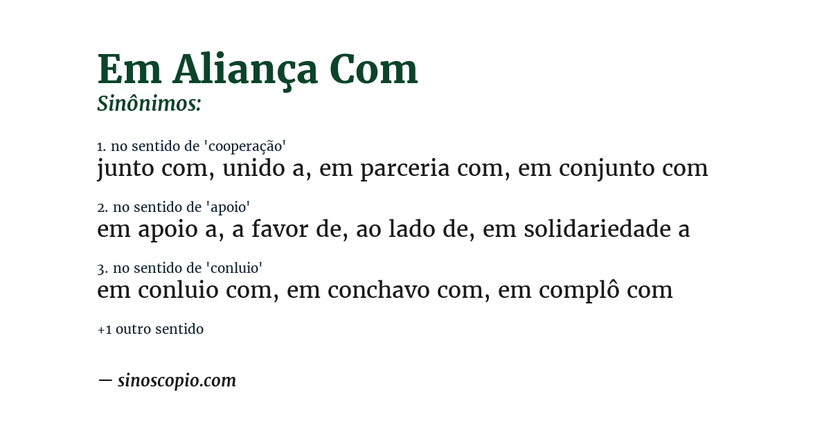 Sinônimo de em aliança com