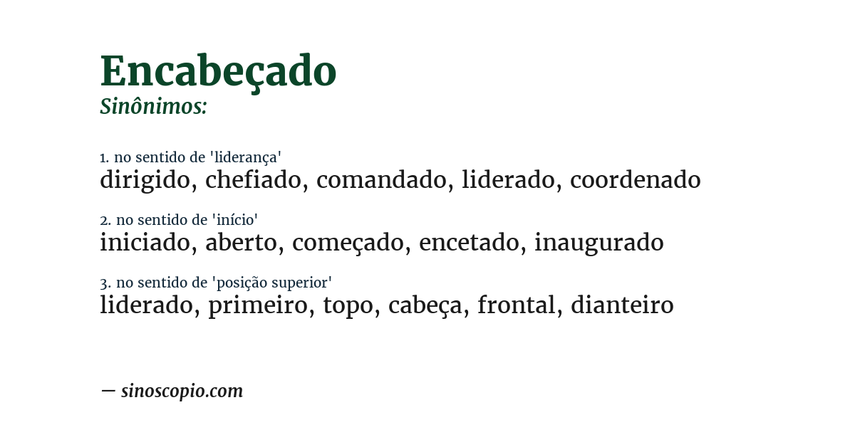 Sinônimo de encabeçado