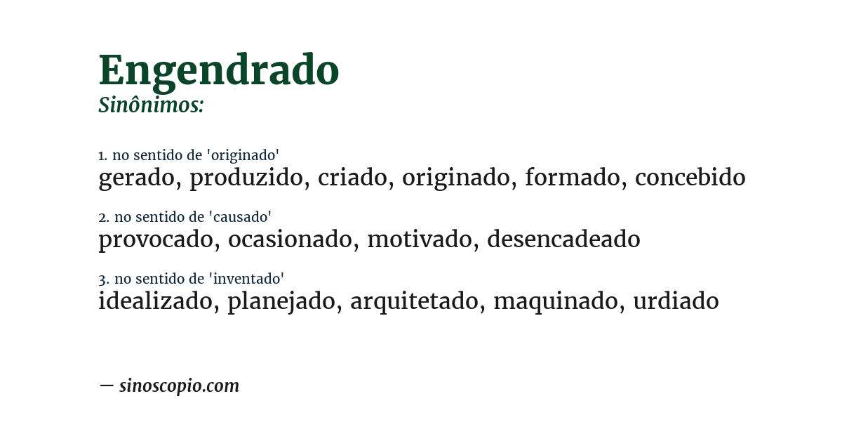 Sinônimo de engendrado