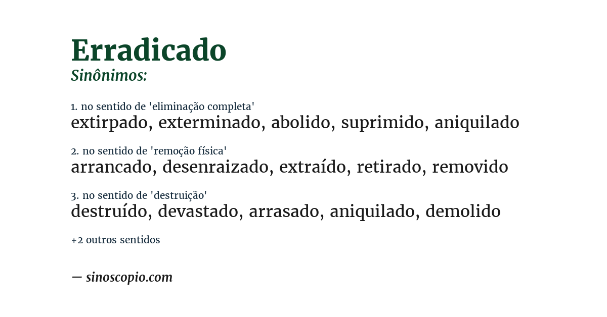 Sinônimo de erradicado