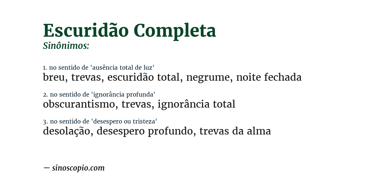 Sinônimo de escuridão completa