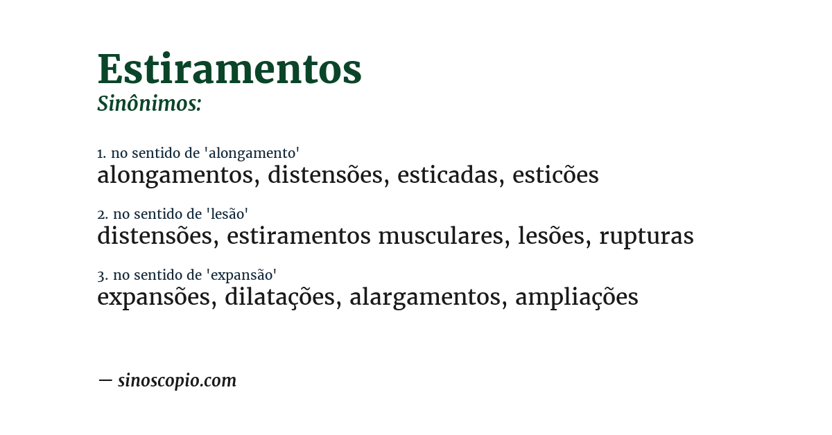 Sinônimo de estiramentos
