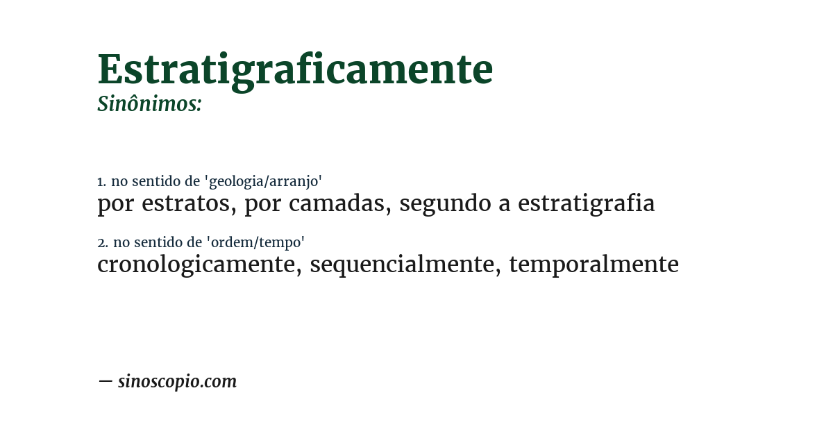 Sinônimo de estratigraficamente