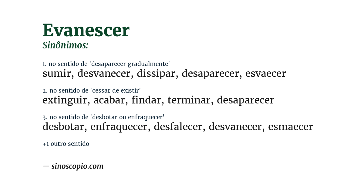 Sinônimo de evanescer