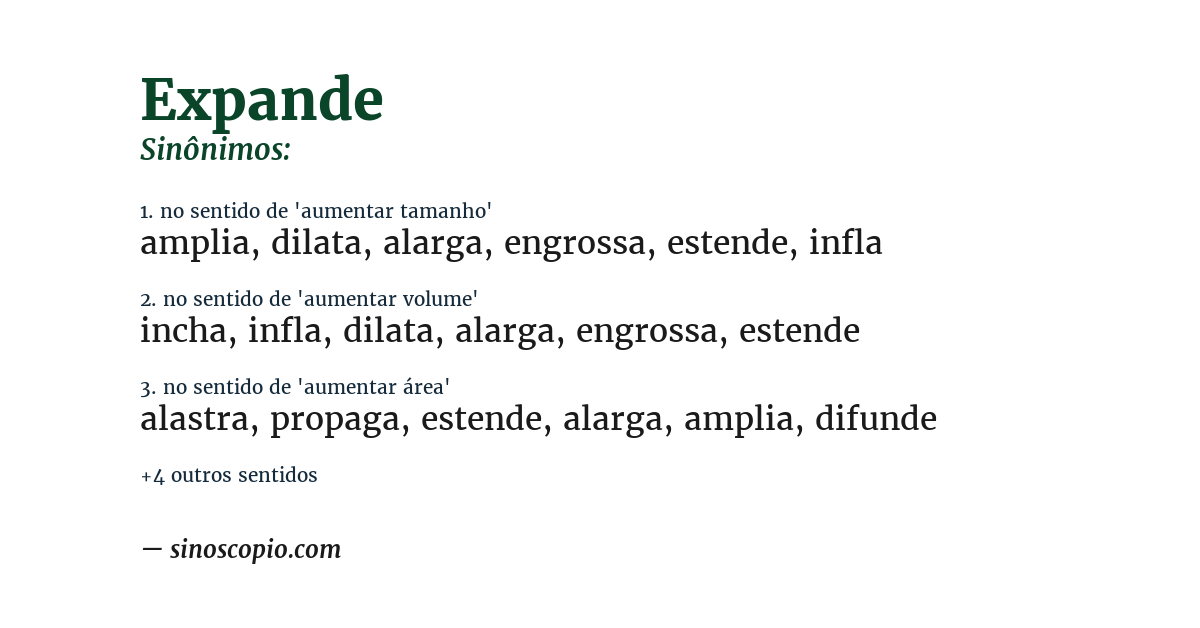 Sinônimo de expande