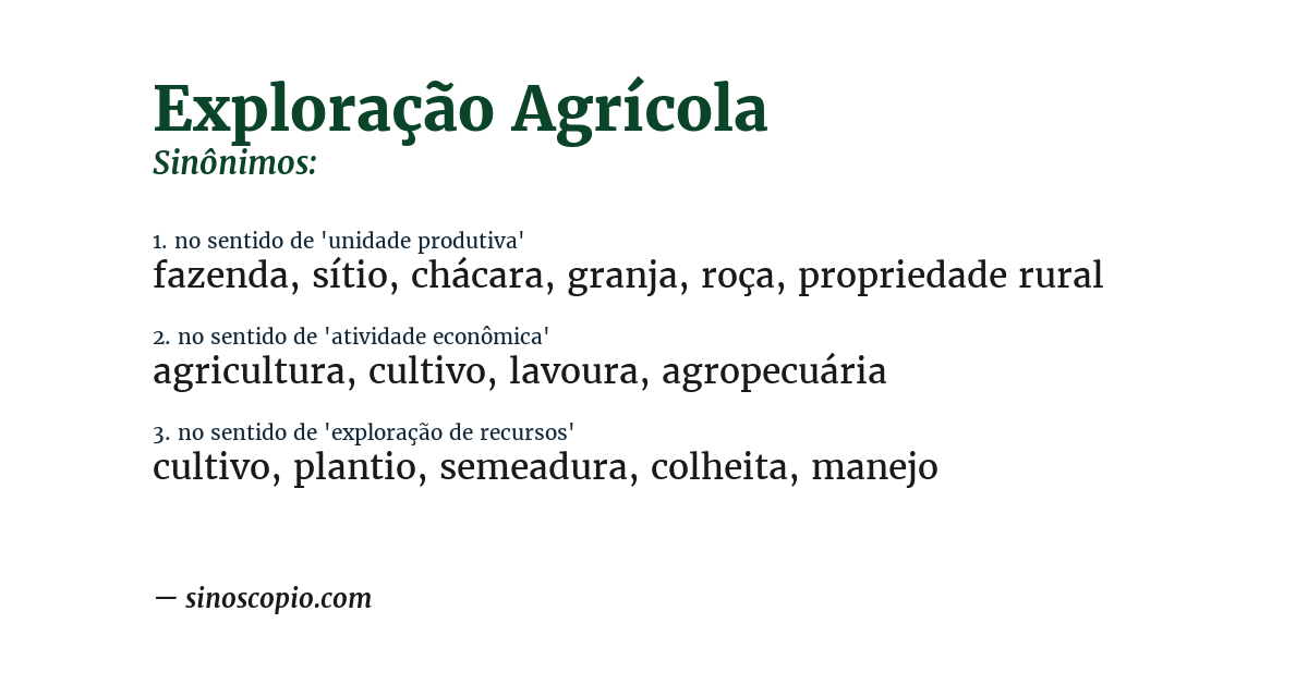 Sinônimo de exploração agrícola