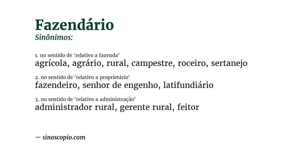 Sinônimo de fazendário