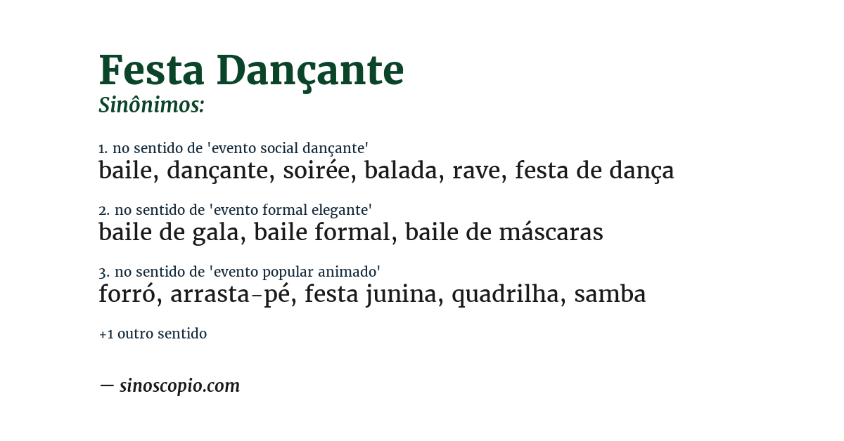 Sinônimo de festa dançante