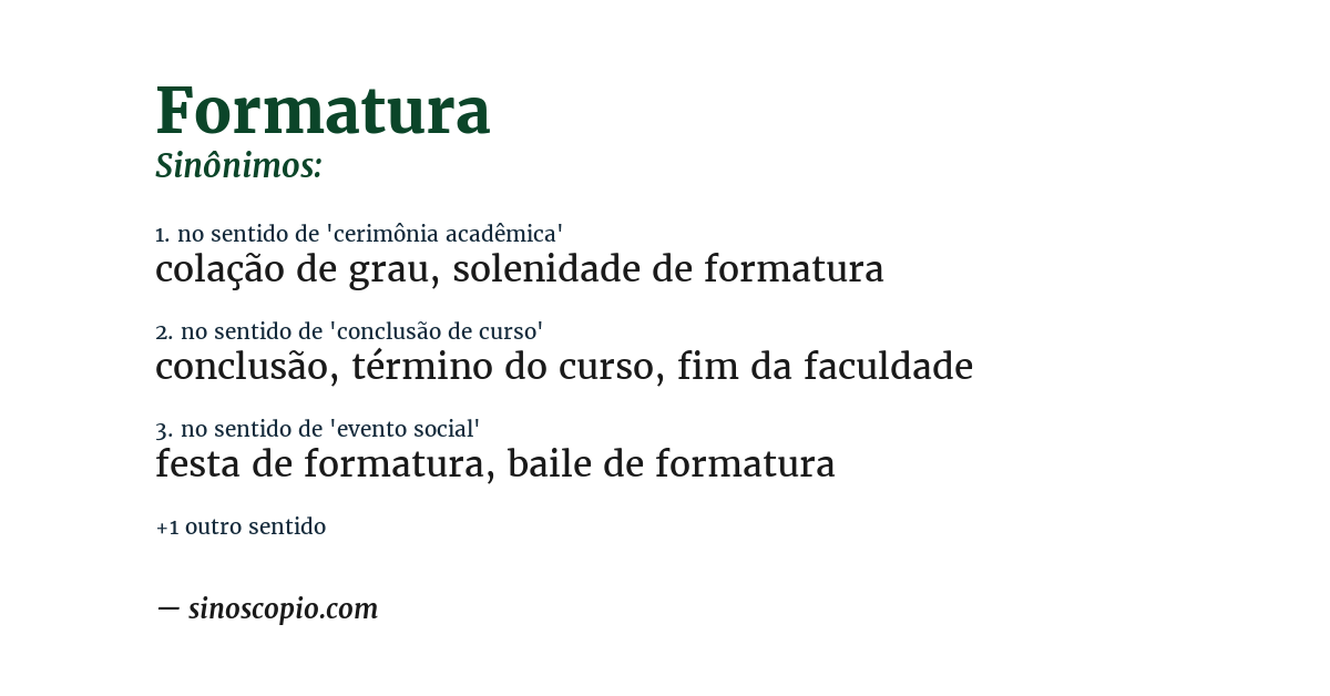 Sinônimo de formatura