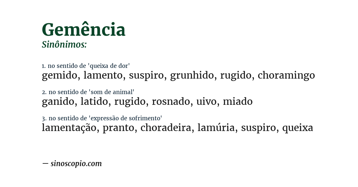 Sinônimo de gemência