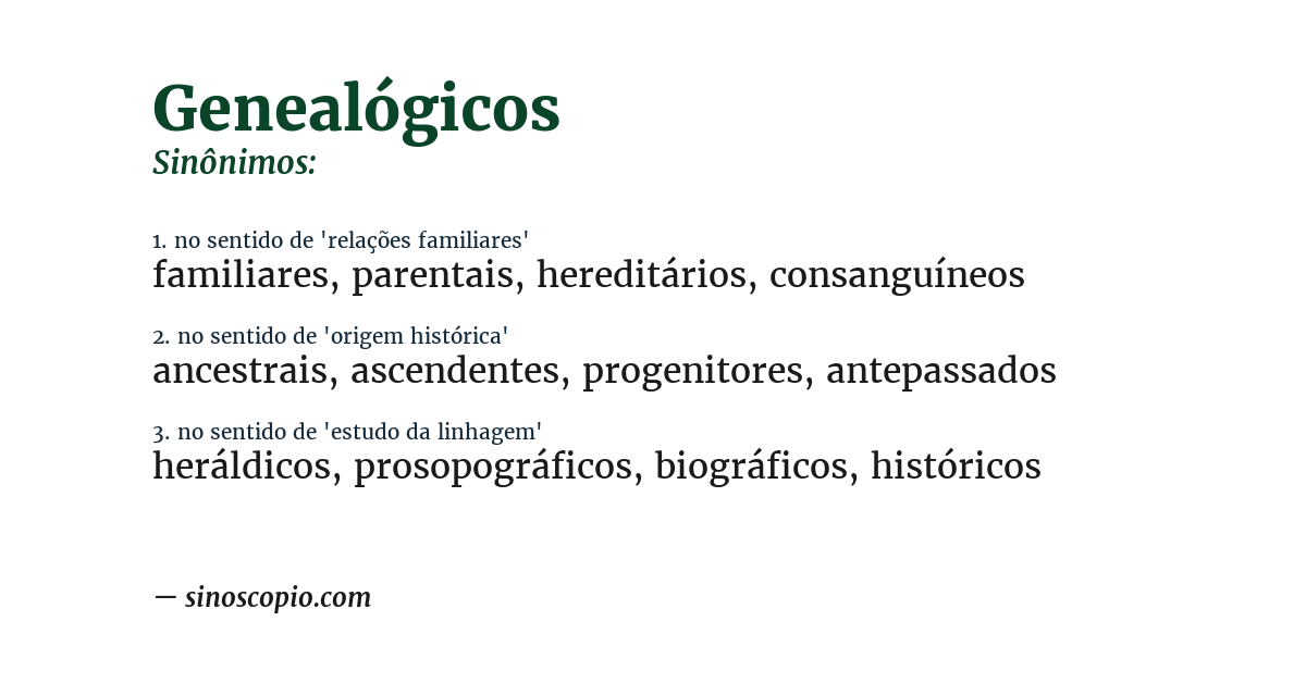 Sinônimo de genealógicos