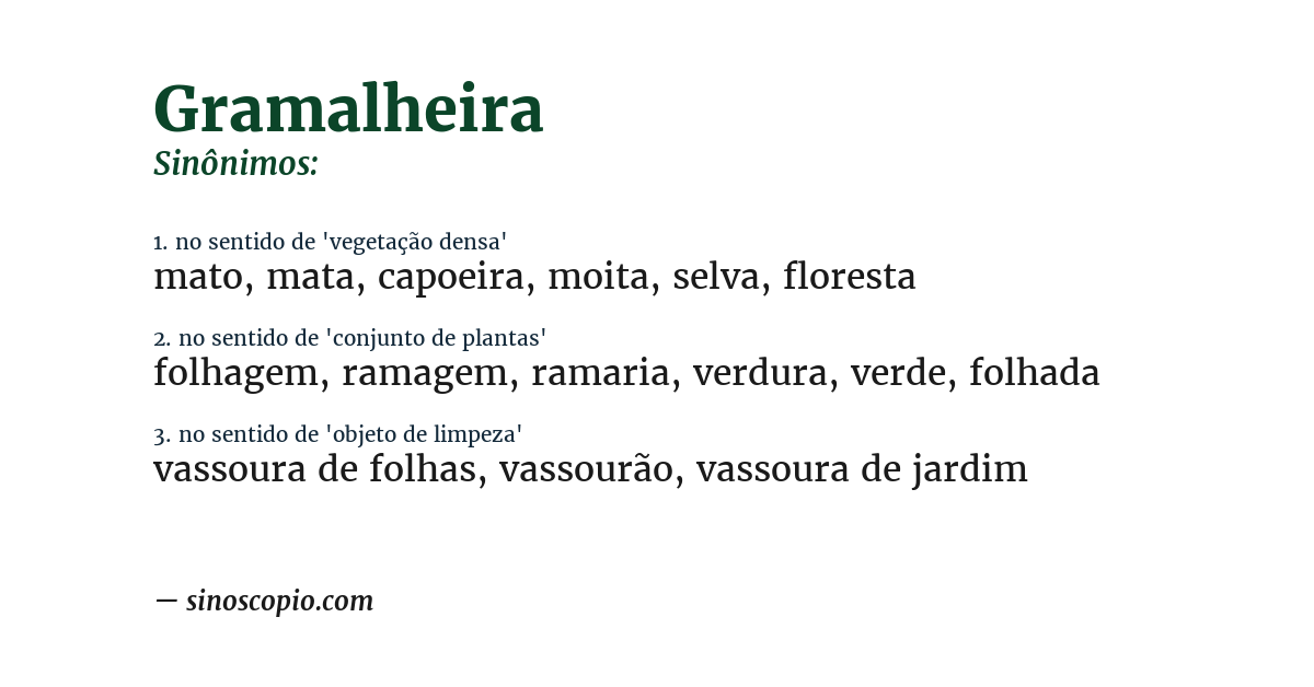 Sinônimo de gramalheira