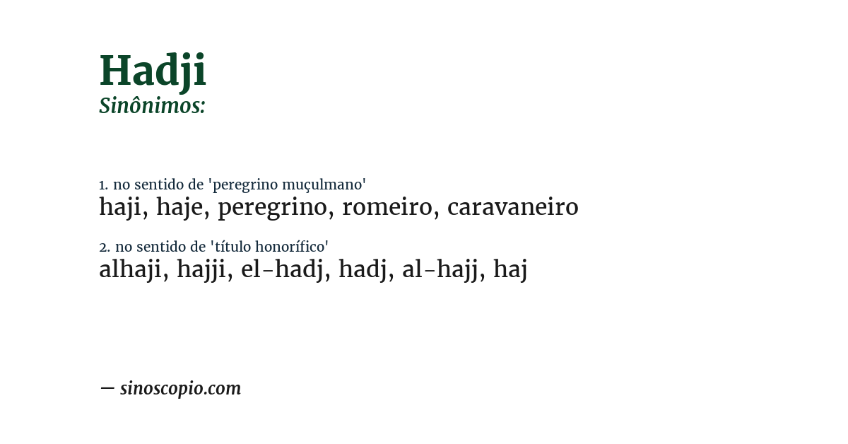 Sinônimo de hadji