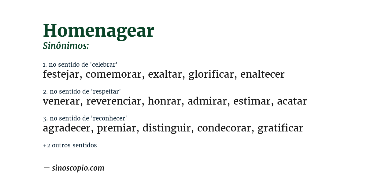 Sinônimo de homenagear