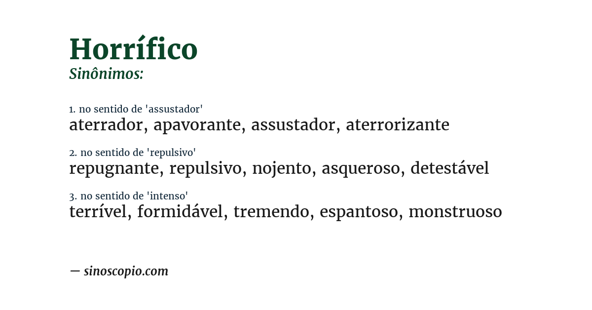 Sinônimo de horrífico