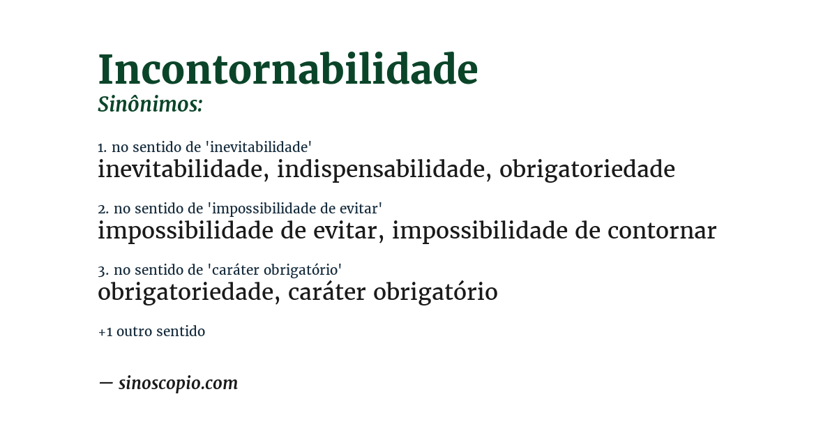 Sinônimo de incontornabilidade