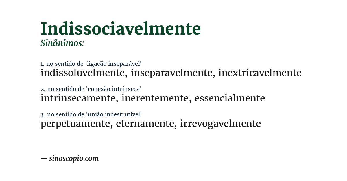 Sinônimo de indissociavelmente