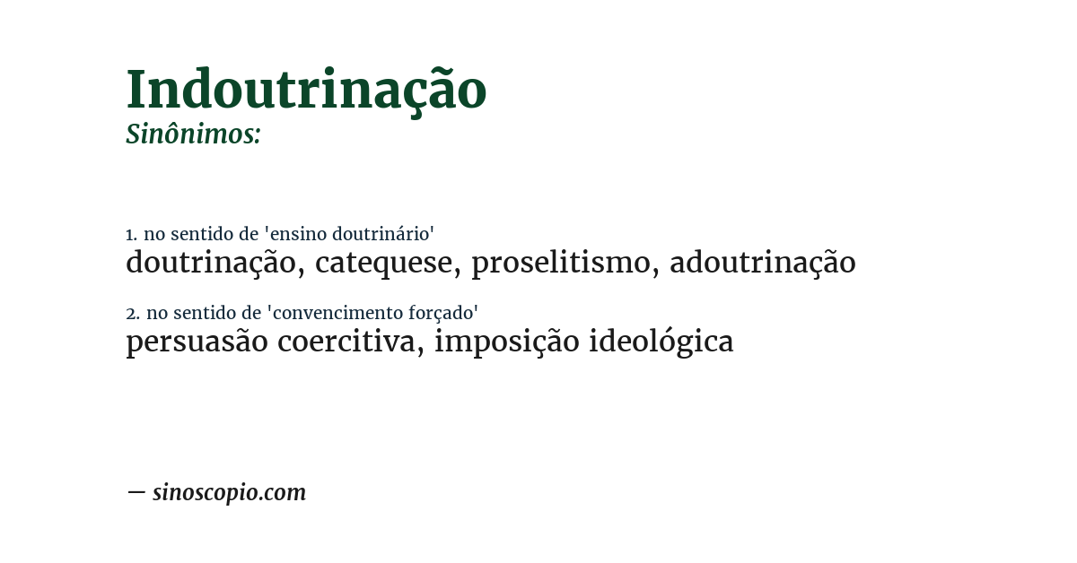 Sinônimo de indoutrinação