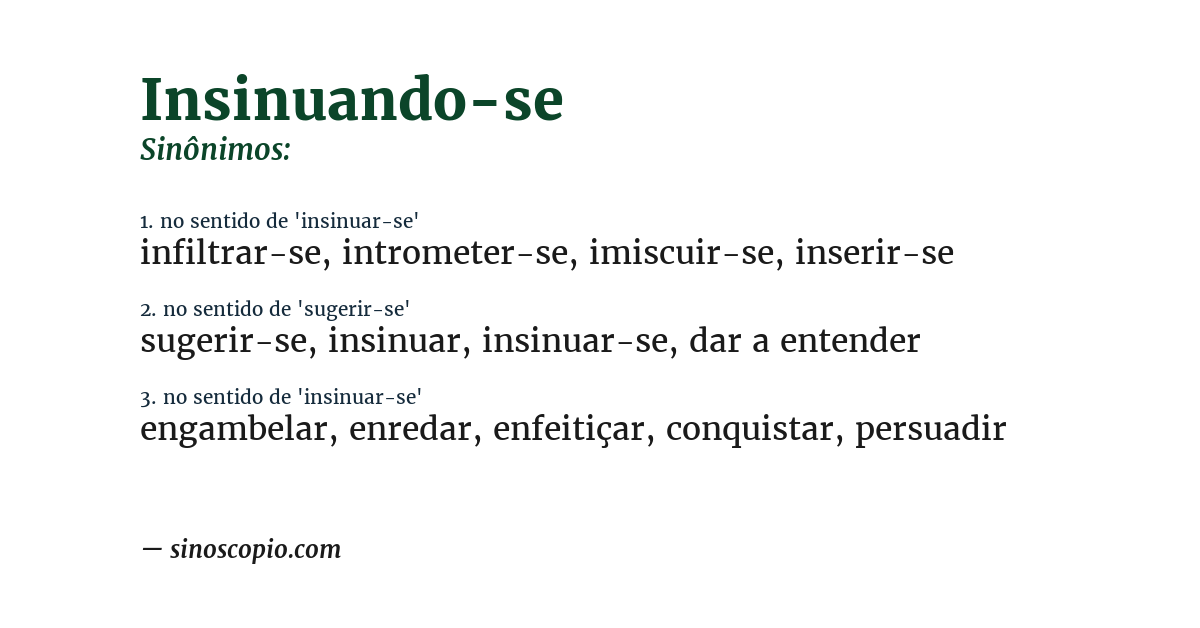 Sinônimo de insinuando-se
