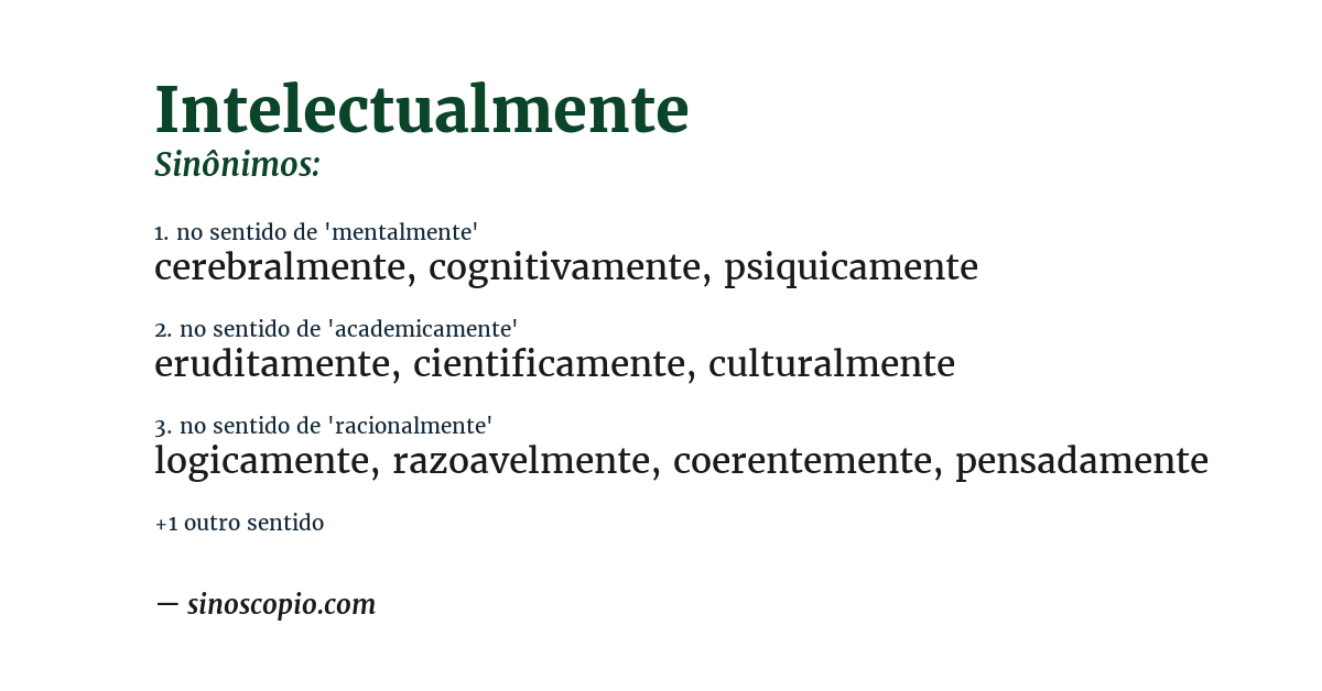 Sinônimo de intelectualmente