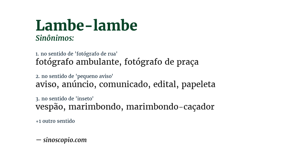 Sinônimo de lambe-lambe