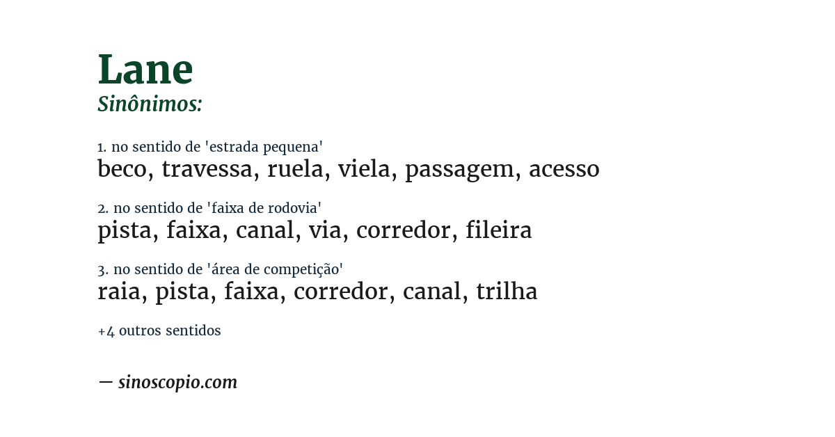 Sinônimo de lane