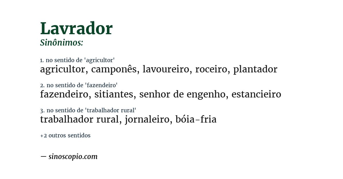 Sinônimo de lavrador