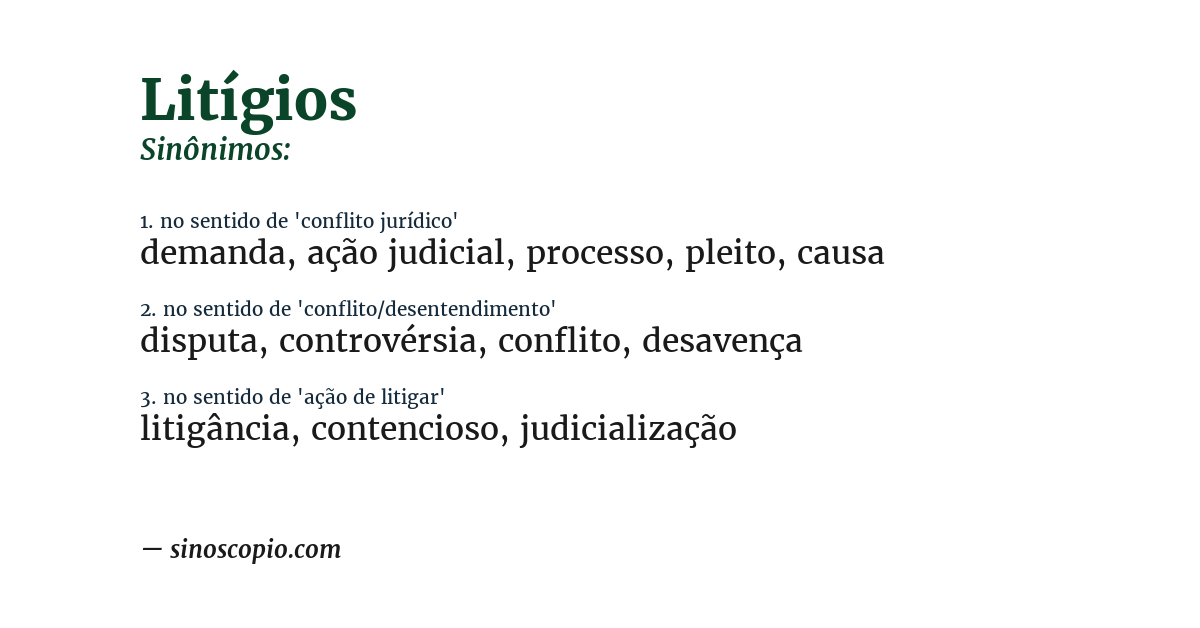 Sinônimo de litígios