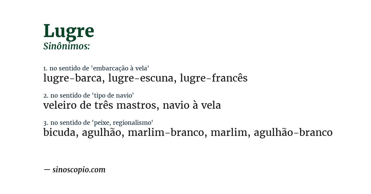 Sinônimo de lugre