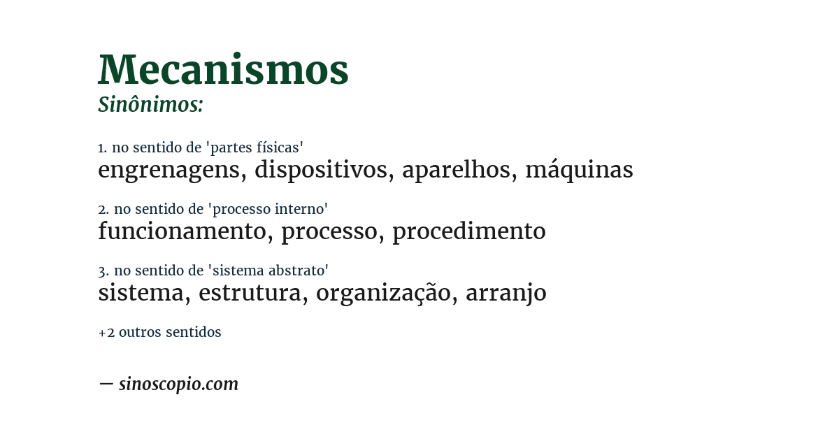 Sinônimo de mecanismos