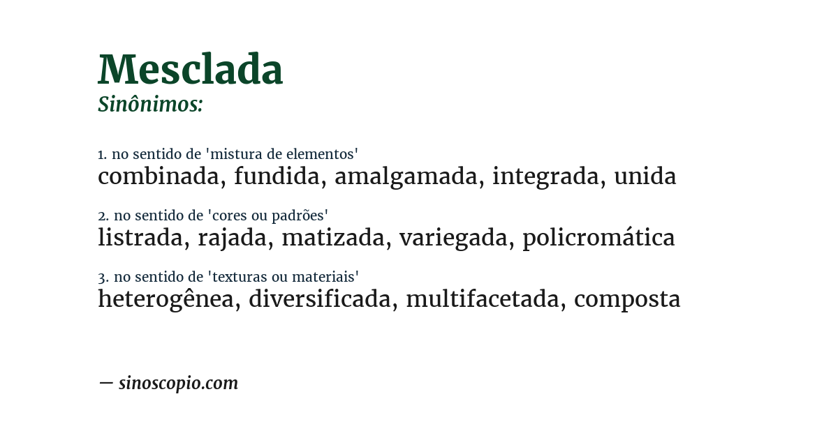 Sinônimo de mesclada