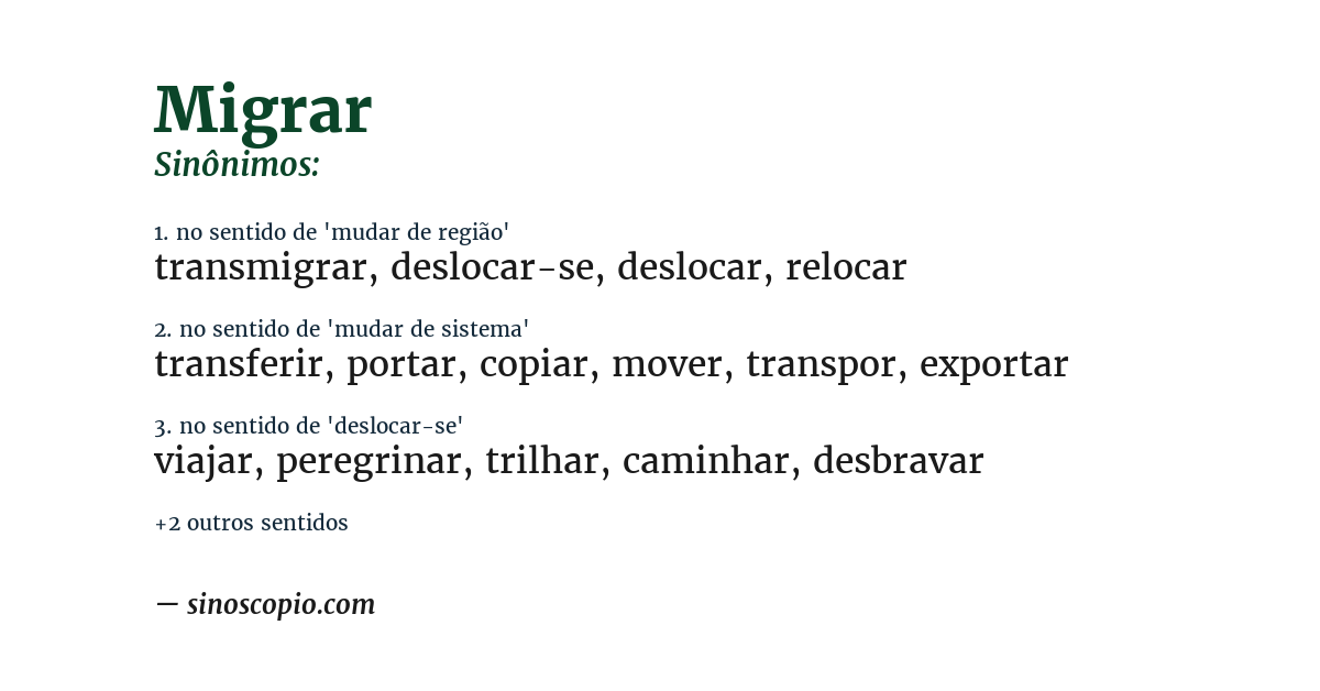 Sinônimo de migrar