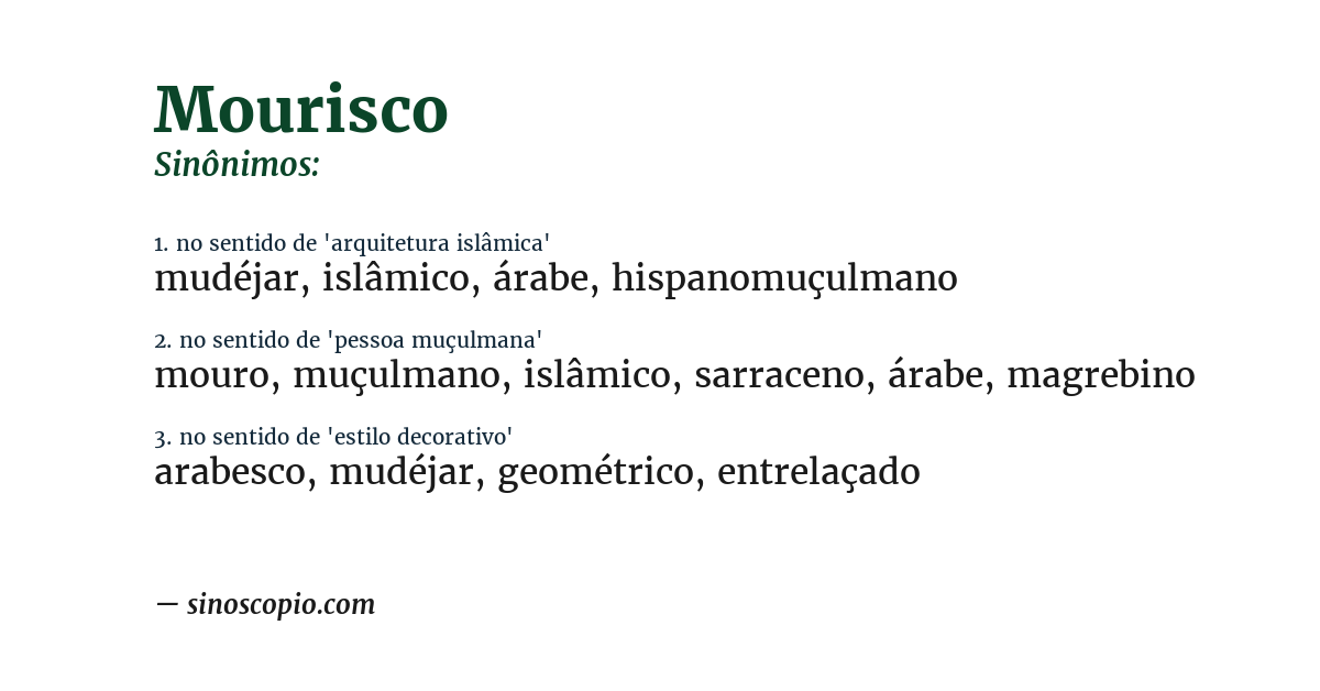 Sinônimo de mourisco