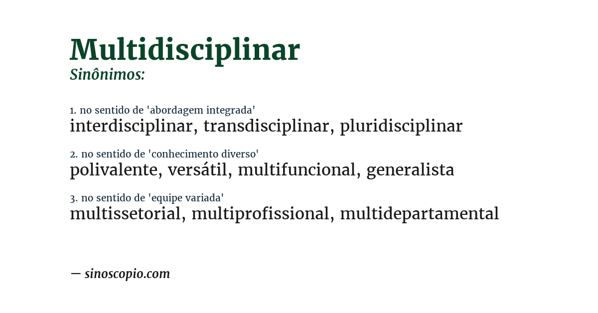 Sinônimo de multidisciplinar