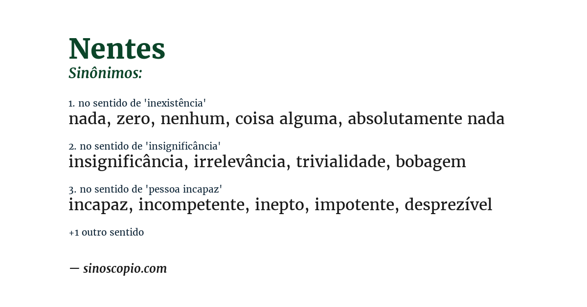 Sinônimo de nentes