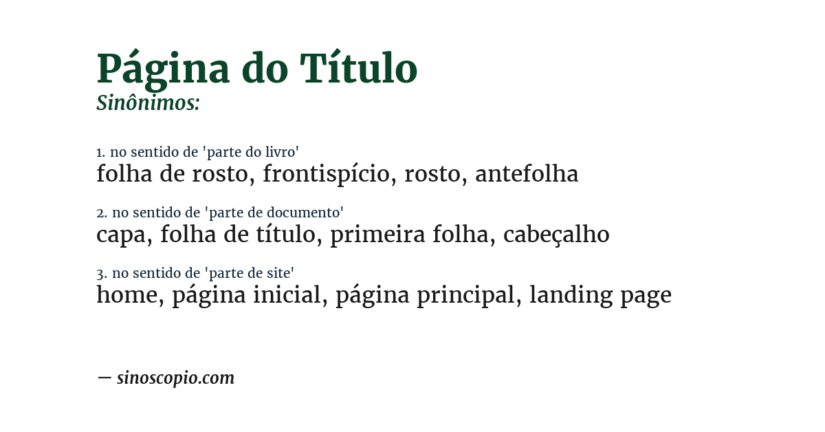 Sinônimo de página do título