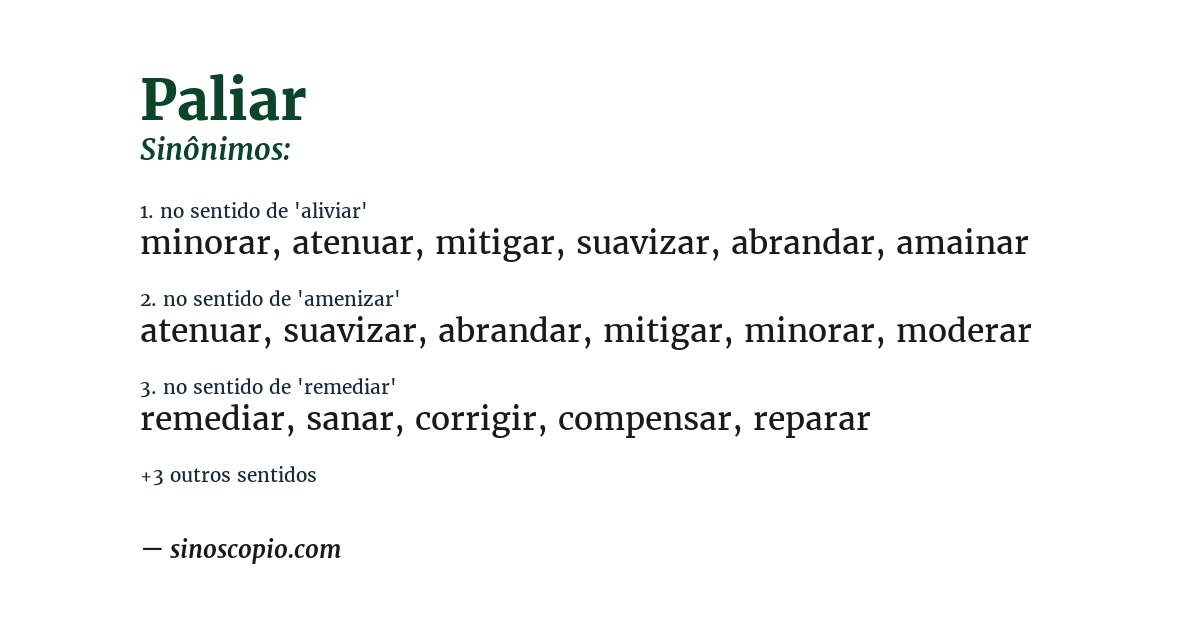 Sinônimo de paliar