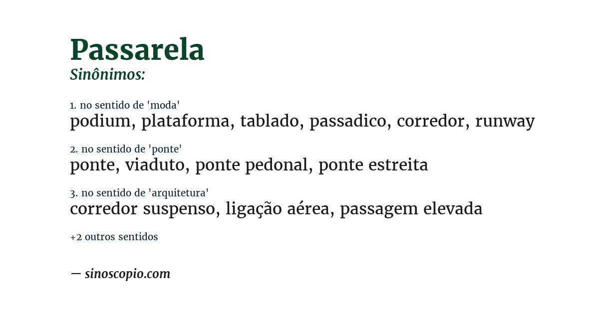 Sinônimo de passarela